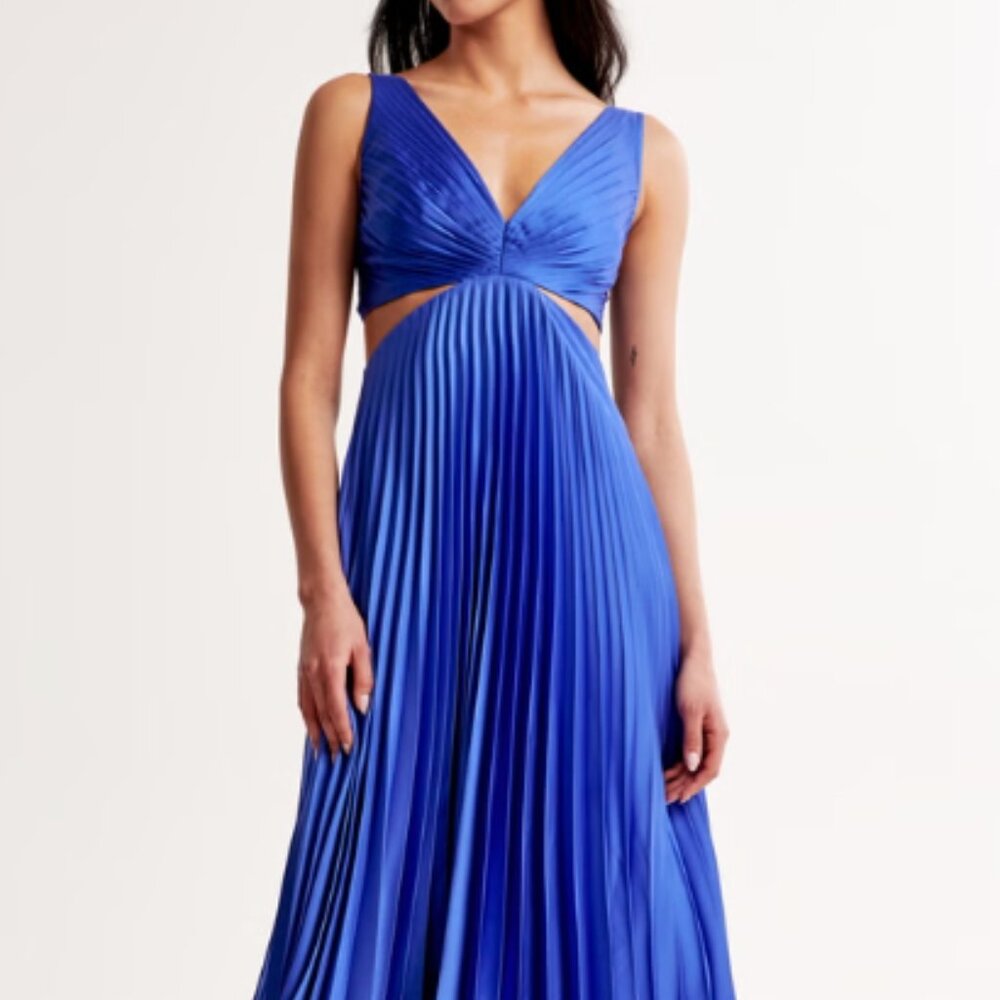 Pleated Cutout Maxi Dress